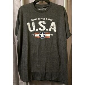 Newport Blue Home Of The Brave USA T-Shirt Men XL‎ Gray Graphic Short Sleeve